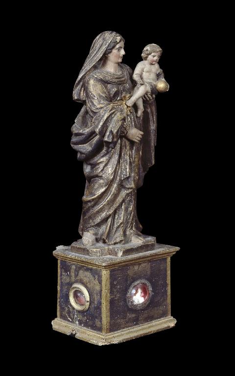Statue-reliquaire (statuette) : Vierge à l'Enfant