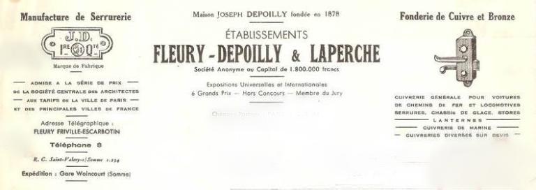Usine de serrurerie Wandrille Depoilly Joseph, puis Fleury Depoilly, puis Depoilly Laperche, puis Laperche, puis Laperche et Couimex, aujourd'hui Delabie