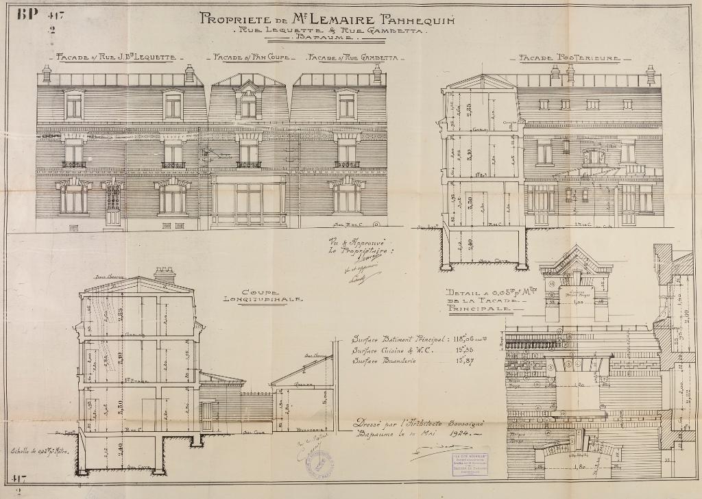 Maison, ancienne maison-estaminet propriété de Mme Lemaire-Pannequin