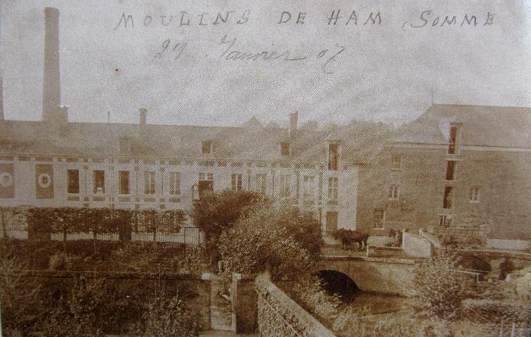 Ancien moulin à farine, dits Moulins supérieurs de la Ville de Ham, puis Moulins Damay, puis minoterie Filou-Damay (détruit)