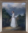 Tableau : Portrait d'une jeune femme dans un parc