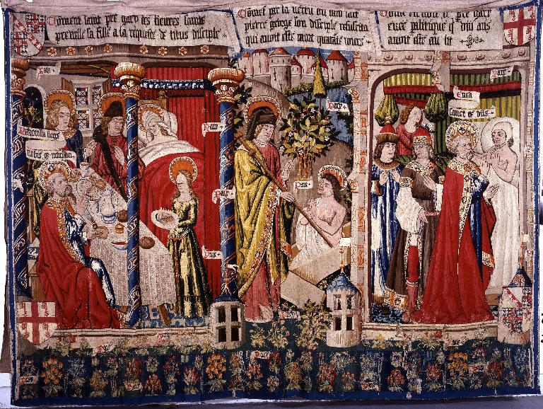 Pièce murale : La Guérison de sainte Pétronille, Georges ressuscité par le bâton de saint Pierre, la Guérison d’Énée