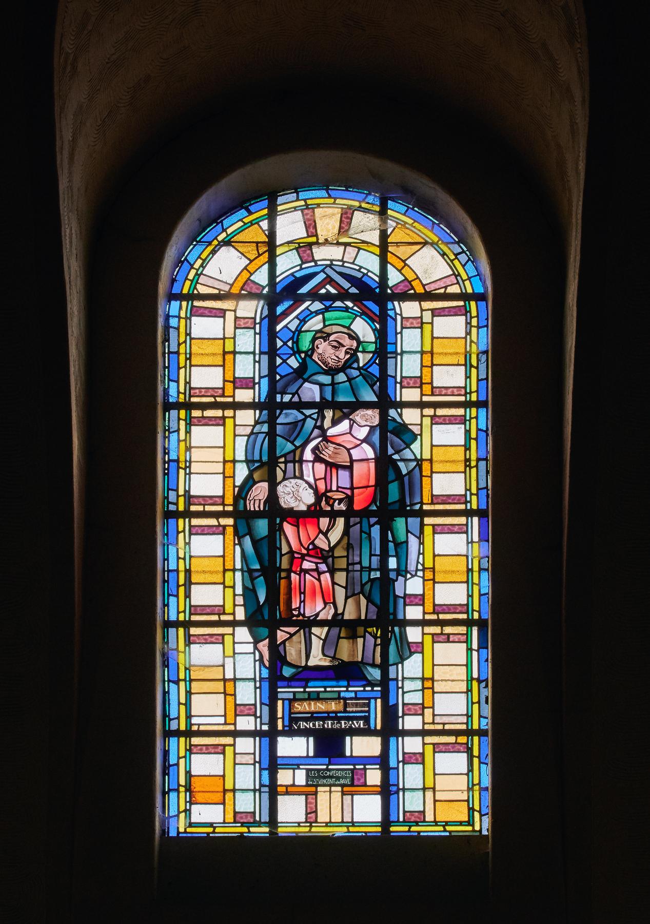 Ensemble de dix verrières figurées des fenêtres hautes de la nef de l'église Sainte-Germaine (baies 105 à 114)