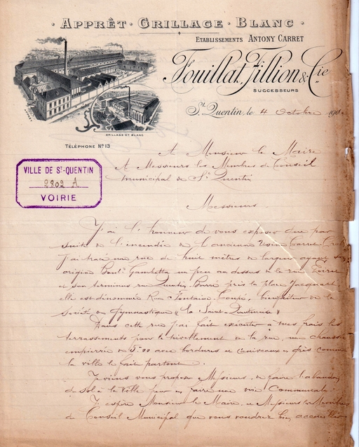 Ancienne brasserie Tausin-Héron, apprêt des étoffes et usine de blanchiment Tausin-Rondot, puis Carret-Chollet, puis Fouillat, Fillion et Compagnie