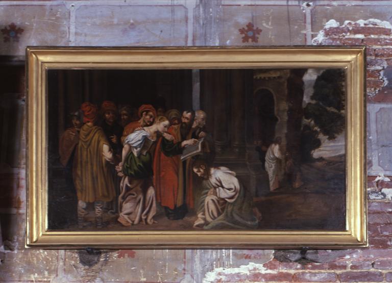 Tableau et cadre : Le Christ et la femme adultère