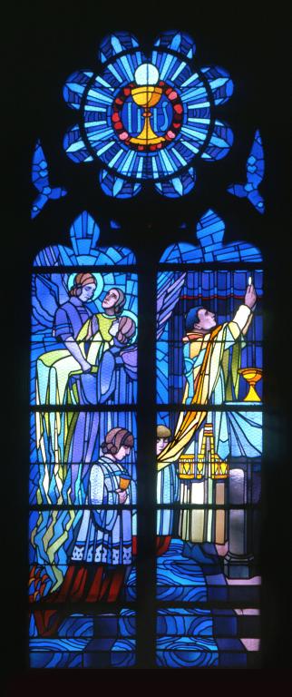 Verrière (vitrail tableau) de style Art déco : l'Eucharistie (baie 4)