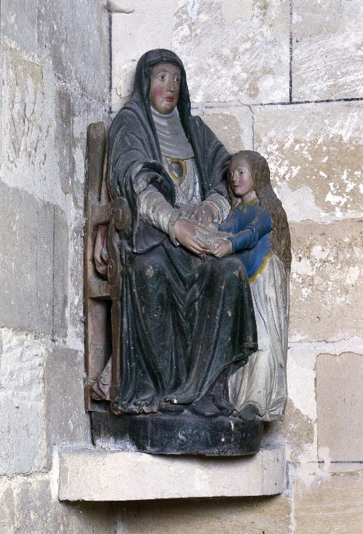 Groupe sculpté-reliquaire (reliquaire de sainte Anne) : L’Éducation de la Vierge
