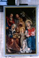 Tableau et son cadre : Sainte Famille avec sainte Anne et saint Joachim