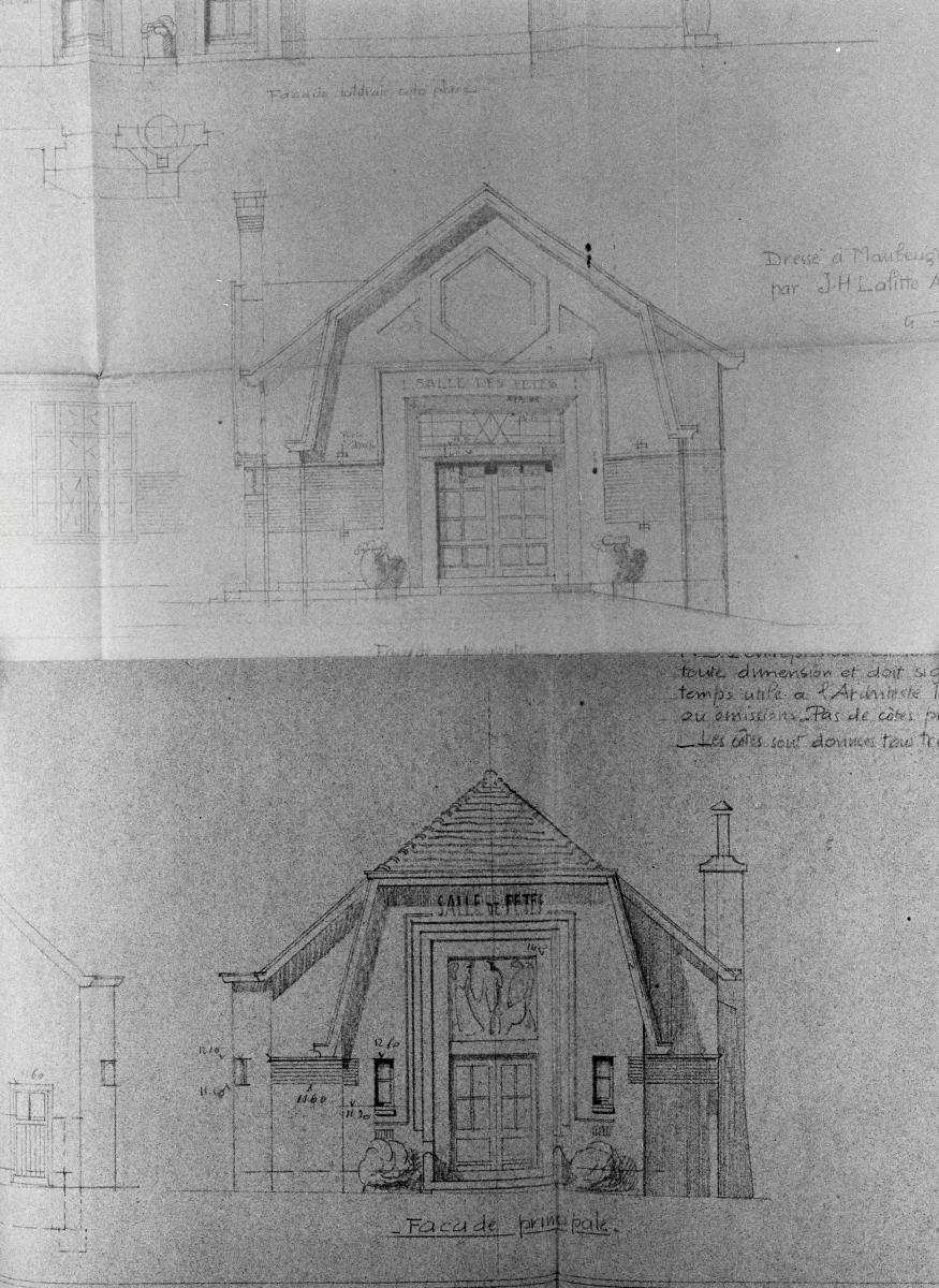 Projet de salle des fêtes à Élesmes. Plan, 1938, Laffite architectes (AD Nord ; O188/72). 