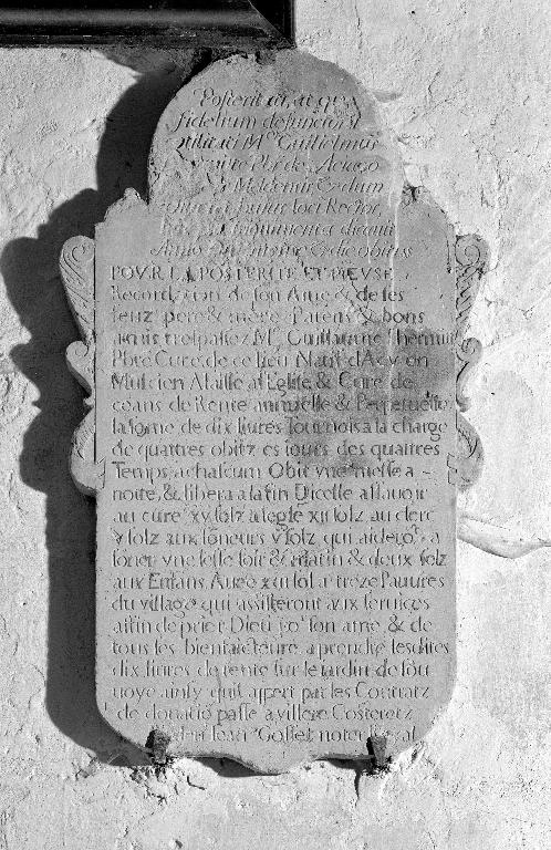 Plaque obituaire de Guillaume Lhermitte