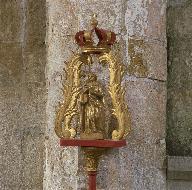 Ensemble de deux bâtons de procession, de saint Aubin et de sainte Catherine d'Alexandrie