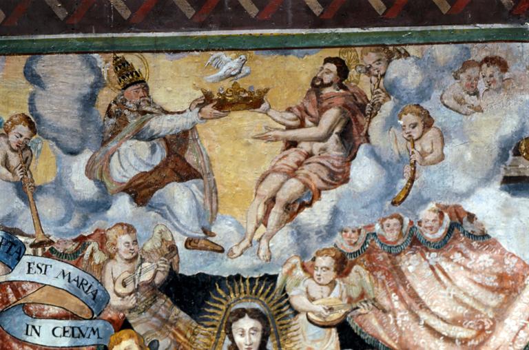 Peinture monumentale : Assomption et Couronnement de la Vierge avec Jean de Coucy-Vervins en donateur