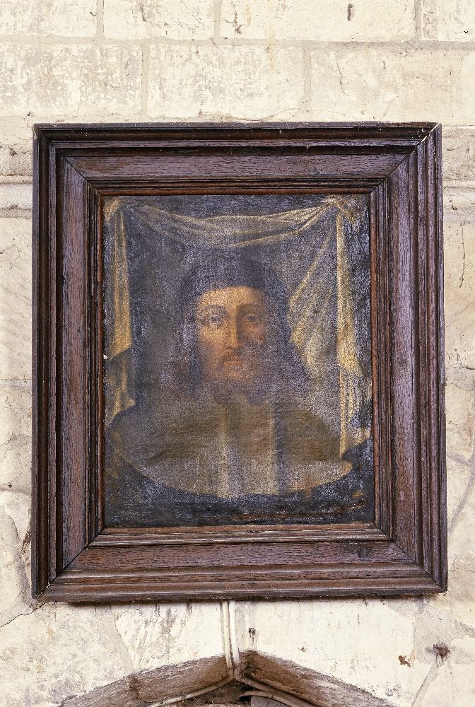 Tableau et son cadre : Sainte Face couronnée d'épines apparaissant sur le voile de Véronique
