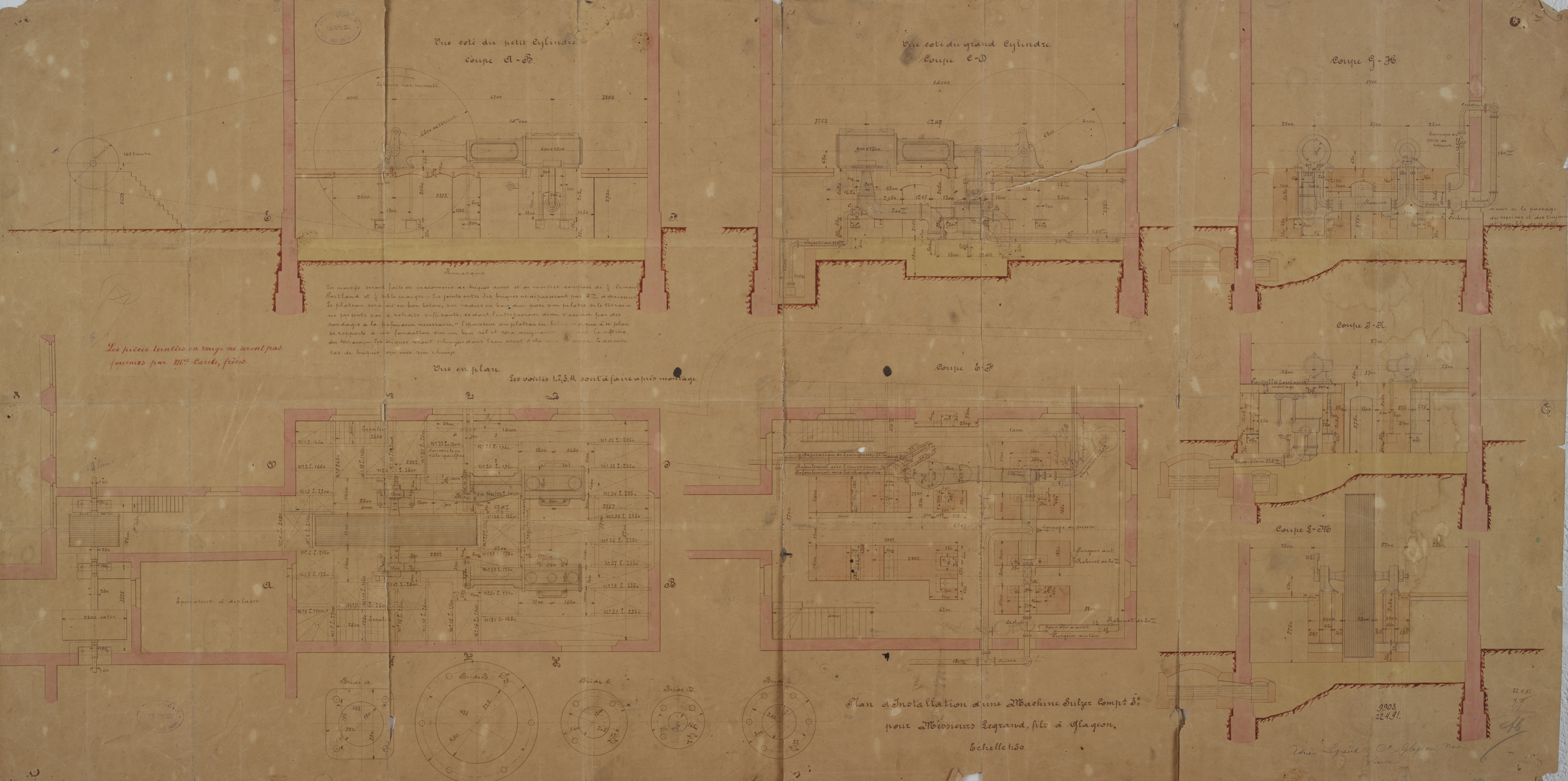 Filature et tissage de laine peignée Théophile Legrand, puis Les fils de Théophile Legrand, puis tissage et usine de construction mécanique Adrien Legrand & Cie, actuellement entrepôt industriel de la communauté d'Emmaüs