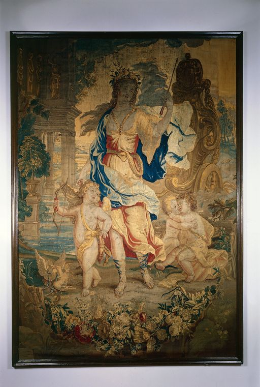 Ensemble de deux tableaux de tapisserie : triomphe de Vénus, triomphe de Mercure
