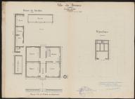 Ville de Péronne. Cimetière. Maison du gardien et dépositoire. Plan au sol. Coulombel conducteur des travaux, 1920 (AD Somme ; 10R 1008).