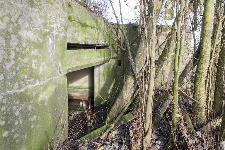 Elévation sud-est. L'entrée de la chambre de tir et le double couvrement avec sa cellule d'éclatement