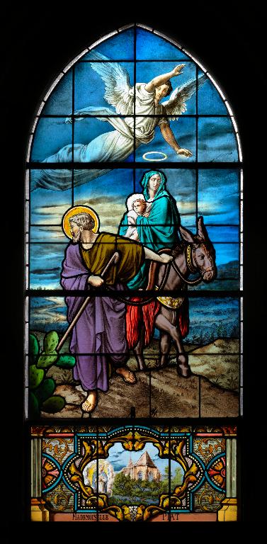 Ensemble des six verrières figurées des chapelles latérales : scènes de la naissance du Christ (baies 7 à 12)