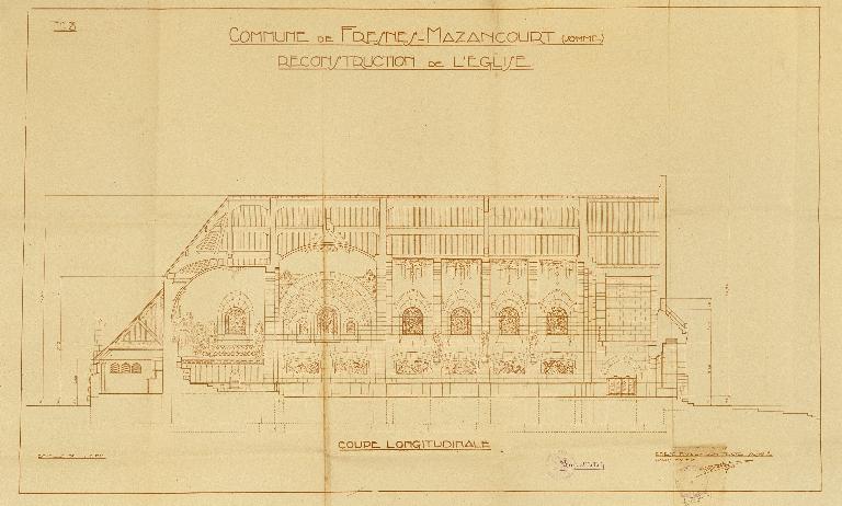 Eglise paroissiale et ancien cimetière (détruit) Saint-Médard à Fresnes-Mazancourt