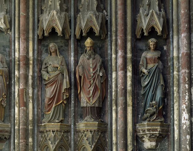 Ensemble de dix statues (décor intérieur) : saints patrons des anciennes paroisses de Saint-Quentin