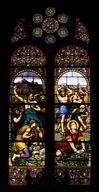 Verrière figurée, dite vitrail tableau (baie 35) : La lapidation de saint Etienne