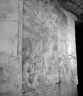 Neuf peintures murales : figures chrétiennes, donation du Rosaire (la), Notre-Dame de Boulogne-sur-Seine, scènes de la vie de saint Benoît Labre