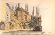 Ruines de l'ancienne abbaye, aquarelle, par François Courboin, 1888, d'après Lepeudry, septembre 1841 (BnF Estampes).