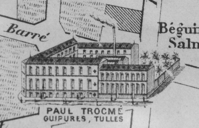 Ancien tissage de guipure et de tulle et dentelle mécanique Trocmé, puis de la Cotonnière de Saint-Quentin, actuellement imprimerie