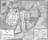 Plan de la ville par l'ingénieur Dupain, 1760 (Service historique de la Défense, Centre historique des archives, Vincennes. Saint-Amand-les-Eaux : GR 1 VH 2241).