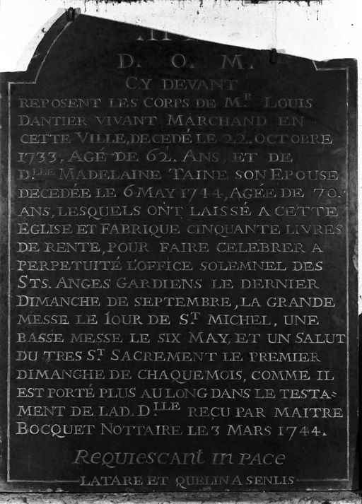 Dalle funéraire de Louis Dantier et Madeleine Taine