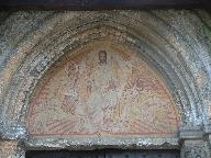 Peinture monumentale (décor d'élévation extérieure) : Christ en majesté entouré du tétramorphe