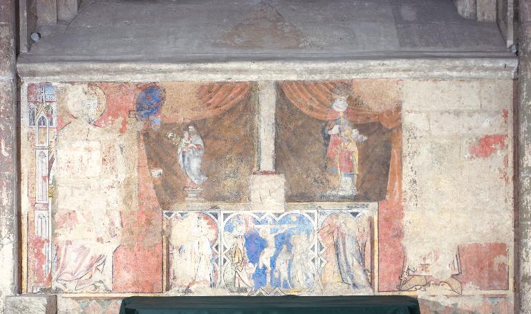 Peinture monumentale représentant le cardinal Cholet, fondateur de la chapelle Sainte-Cécile