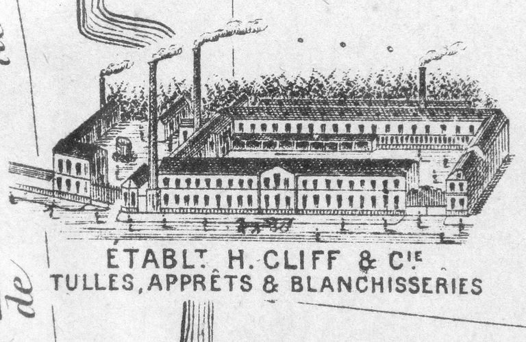 Ancienne usine de dentelle mécanique, tissage de tulle, blanchiment et apprêt Cliff, usine de dentelle Everwear Candlewick, confection Michel et entreprise Zarini, puis atelier de bobinage Bourgeois