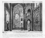 Vue de l'intérieur du sanctuaire de la cathédrale de Noyon prise d'une des croisées du transept, par Tavernier, 1787 (AD Oise).