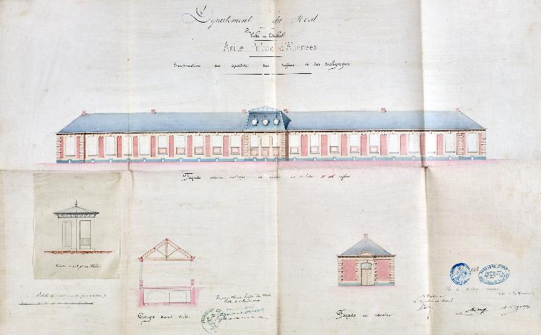 Ancien asile d'aliénés, puis hôpital psychiatrique, puis centre hospitalier spécialisé (CHS), dit établissement public de santé mentale des Flandres