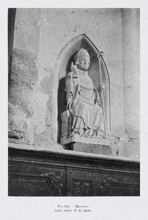 Statue (petite nature) : saint Aubin (n° 1)