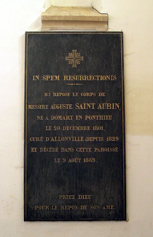 Tombeau (stèle funéraire) d'Auguste Saint-Aubin, curé d'Allonville