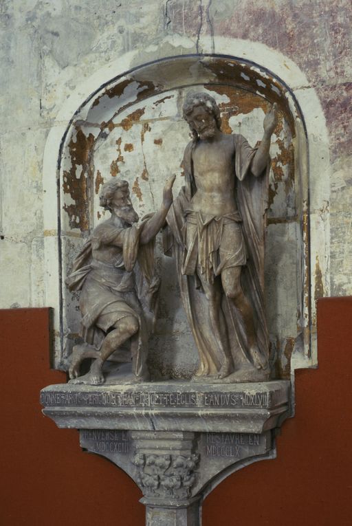 Eléments du monument funéraire du chanoine Thomas Pérignon (groupe sculpté) : Apparition du Christ à saint Thomas, dite Incrédulité de saint Thomas