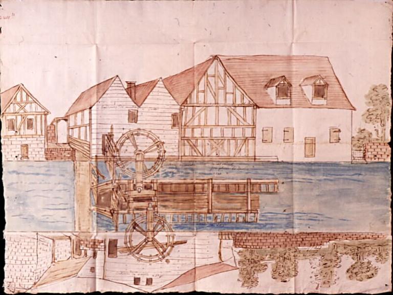 Anciens moulins et lotissement des Poulies, puis filature Thuillier-Lequien, devenue minoterie Clovis Chivot puis Grands Moulins de Picardie