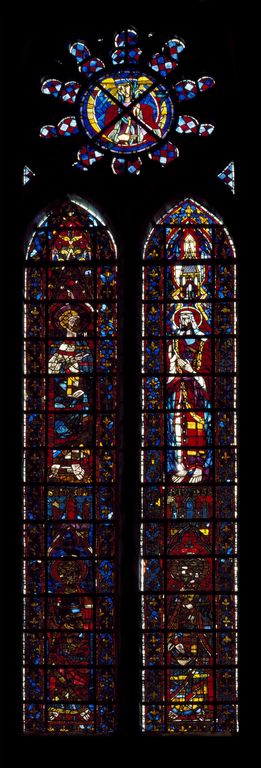 Verrière à personnages : saint Simon, saint Thomas, saint Jude, saint Barthélemy (baie 203)