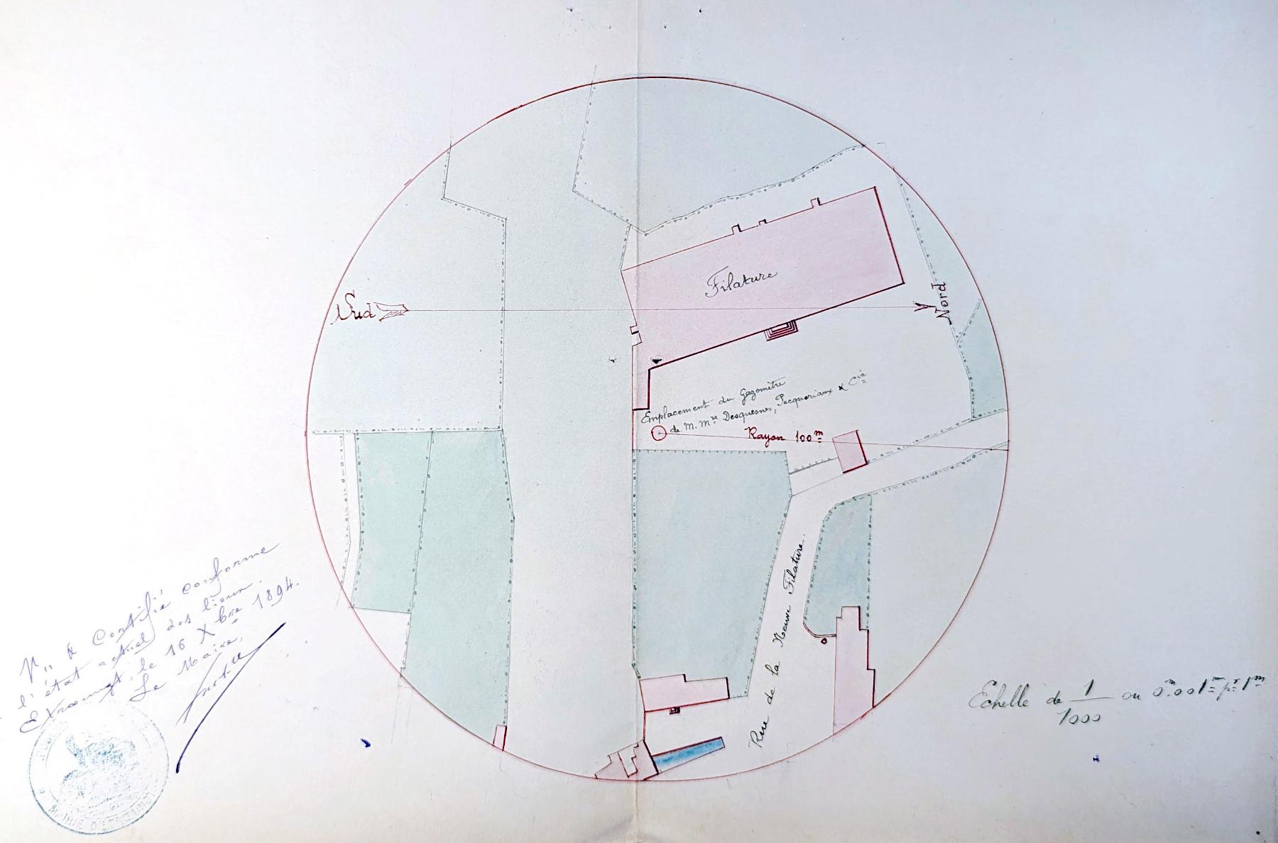 Filature de laine peignée Ulysse Bertrand et Michies, puis Pecquériaux, puis Désquesne & Cie, puis filature et tissage de laine peignées Déquesne, puis Gustave Bulteau, puis Louis Lepoutre et Cie 