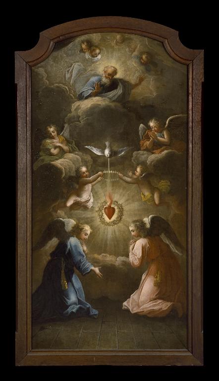 Ancien tableau de l'autel secondaire du Sacré-Cœur : l'Adoration du Sacré-Cœur