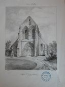 Dessin du portail ouest, par Amédée Piette, 1862 (AD Aisne : 8 Fi Dossier Piette 1).