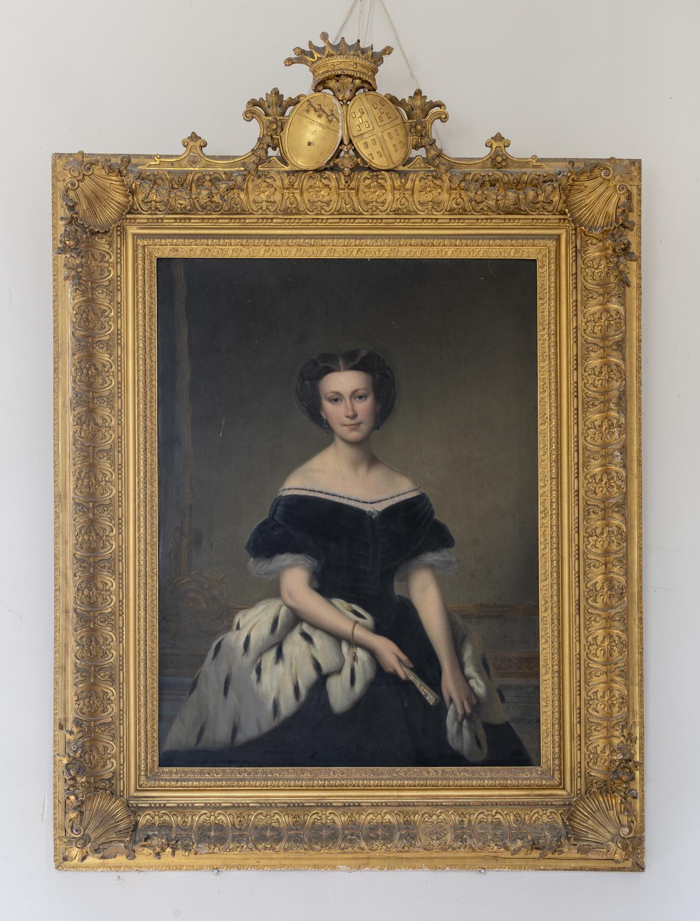 Tableau : portrait de la comtesse Herman d'Hinnisdal née Victorine de Choiseul d'Aillecourt (1825-1910)