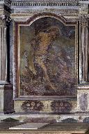 Tableau d'autel, du retable de l'autel secondaire nord, dit de Saint-Sébastien : Saint Sébastien secouru par un ange