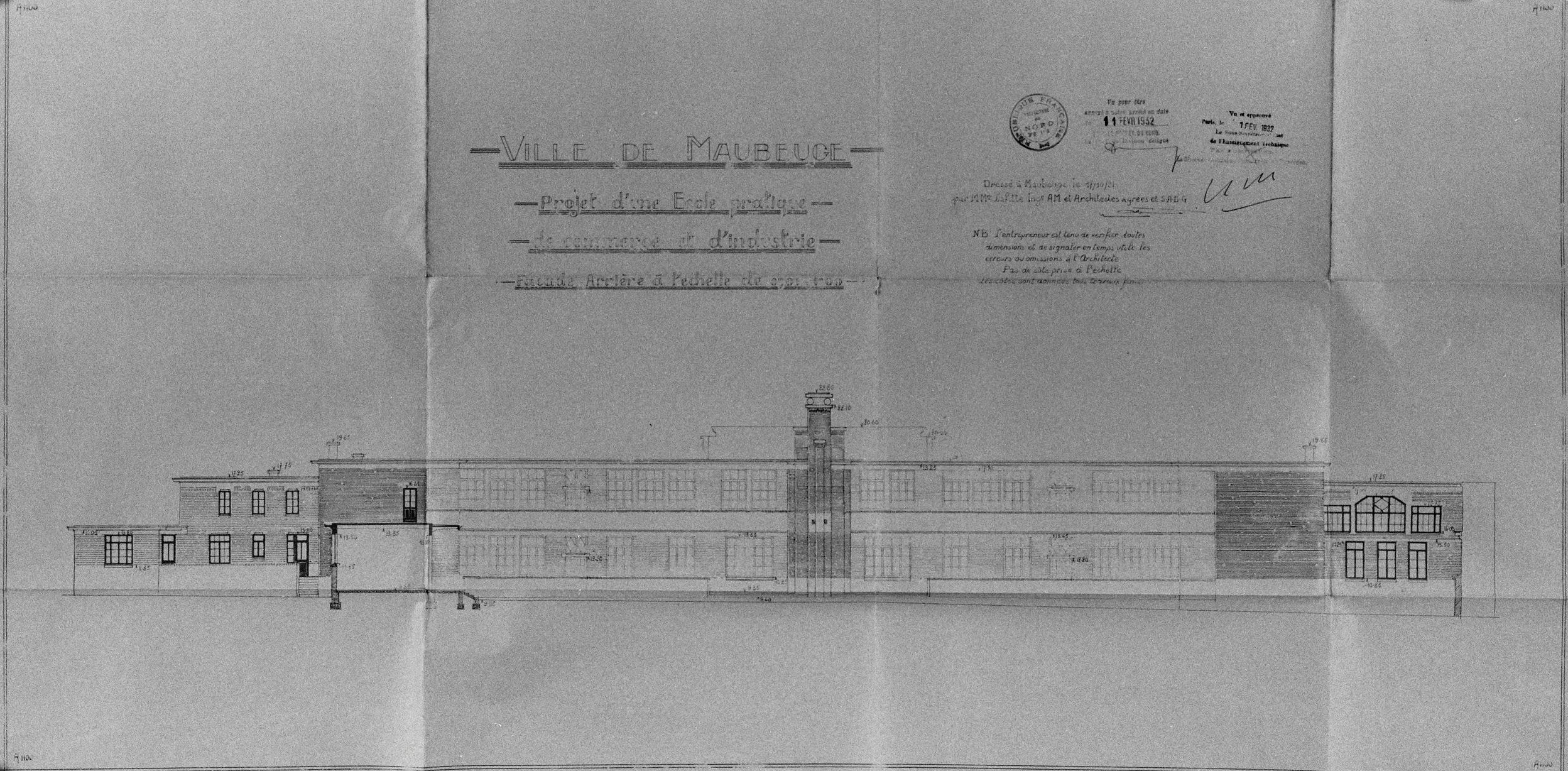 Ancienne école professionnelle dite École pratique de commerce et d'industrie de Maubeuge, puis collège Guillaume-Budé, actuellement conservatoire municipal de musique
