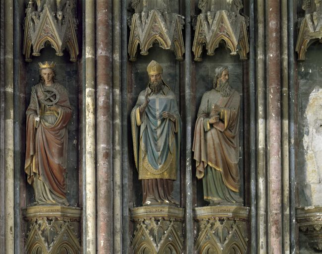 Ensemble de dix statues (décor intérieur) : saints patrons des anciennes paroisses de Saint-Quentin