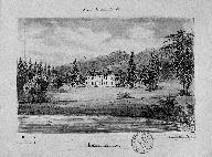 Représentation du château de Corcy et de son parc, dessinée le 11 mai 1874 par Amédée Piette (AD Aisne : 8 Fi Corcy 3).