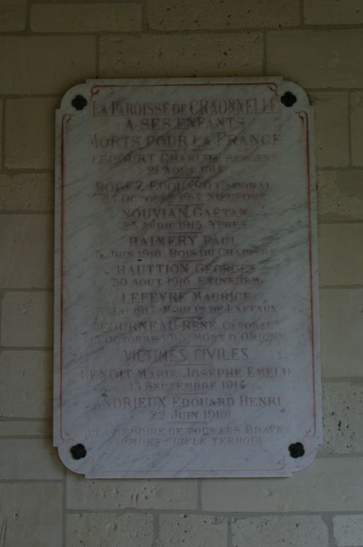 Les objets mobiliers de l'église paroissiale Sainte-Benoîte de Craonnelle