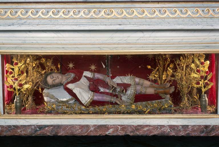 Statue-reliquaire (grandeur nature) : saint Victorin